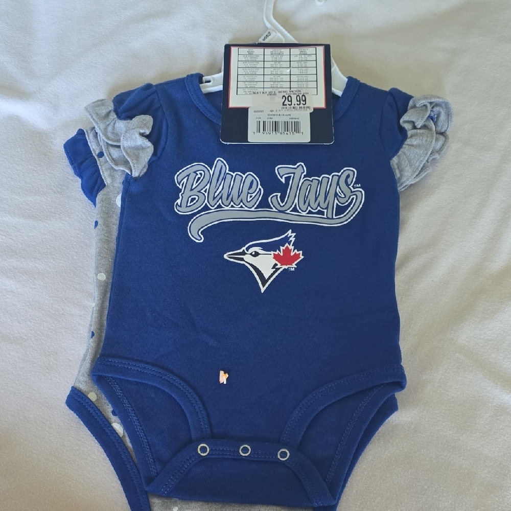 MLB Blue Jays Blue and Gray Baby Onesie - Picture 2 of 4